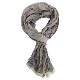 Rotfuchs Cotton Scarf Women's Scarf Men's Scarf Crinkle Look Striped Pattern in Green Yellow Brown Made in Germany, blue red