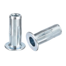 sourcing map M8 Multi-Grip Rivet Nuts, 10pcs Pre-Bulbed Shank Flat Head Threaded Insert Nut Carbon Steel Plus Nuts for Construction Industrial