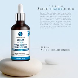 PUREZA NATUR Serum Acido Hialurónico facial Hidratante + Aceite de aguacate y coco para la cara skincare | Suero anti aging, para ojeras y arrugas hid