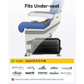 LUGGEX Underseat Carry On Luggage with Wheels, Small Suitcase with Top Open (Black, 14 Inch, 18L)