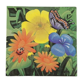 6 1/2" Spring Garden Party Disposable Paper Luncheon Napkins - 16 Count, Vacation Bible School Supplies