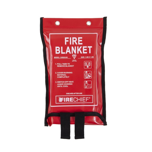 Firechief Kitemarked Budget Fire Blanket | Medium Fire Blanket (1.2m x 1.2m) | Suited For Use Around The Home (Kitchen, Office, Garage)