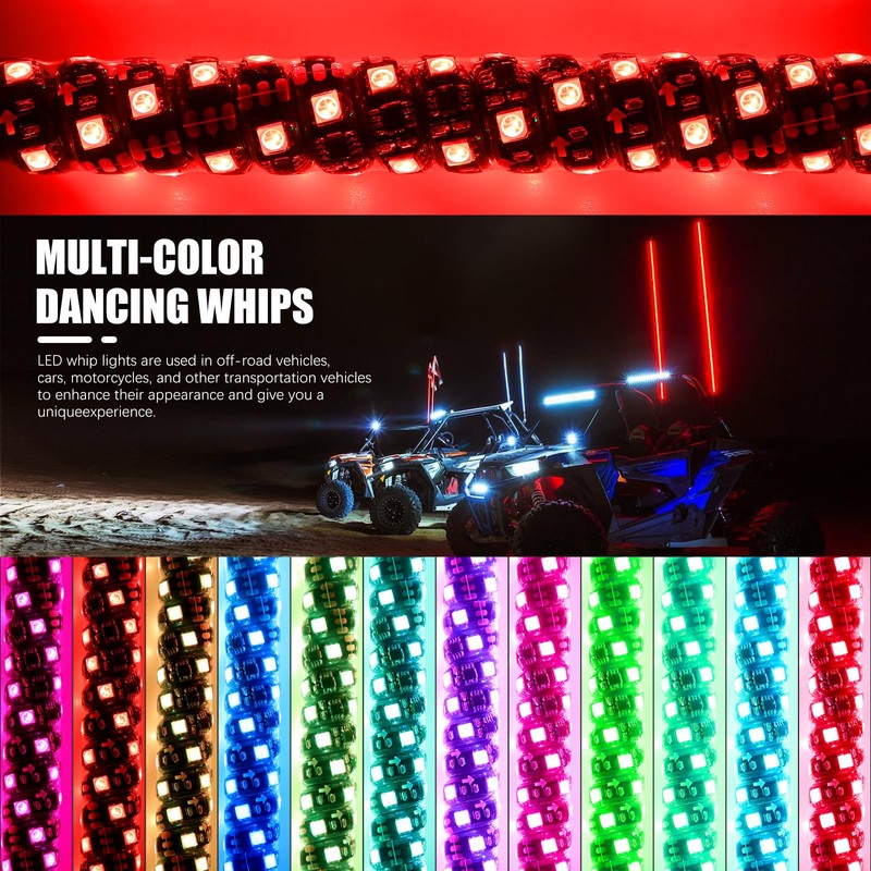 DREAMIZER 2pcs 1FT Whip Lights LED Whip Lights for UTV