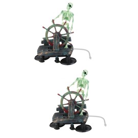 2pcs Aquarium Air-Operated Decoration Fish Tank Decorations Aquarium Skull Decorations Pirate Ornament Fish Tank Bubbler Aquarium Ornaments Skeleton on Wheel Aquarium Landscaping Kisangel