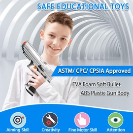 Soft Bullet Toy Gun with Ejecting Shells – Safe EVA Foam Bullets Toy Pistol, Educational Toy Gun for Kids, Boys, Gifts, Outdoor Play, Role Play, Easy to Use and Fun Shooting Experience