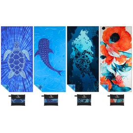 Yongoes 4 Pack Microfiber Lightweight Thin Beach Towel Sand Free Quick Dry Super Absorbent Compact Oversized Large Towels for Swimming Pool Yoga Gym Travel Vacation Accessories Essentials Adults