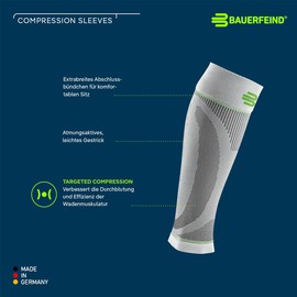 Bauernfeind, one pair of sports compression calf bandage, unisex, right and left side, for ball and endurance sports, strengthening the muscles, Womens, 29352023600041, Green, S extra lang