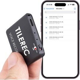 Voice Activated Recorder with Playback – 64GB Storage, 1100 Hours of Audio Recording, Slim & Portable for Meetings, Interviews & Classes, Easy Notetaker - TileREC by Atto Digital