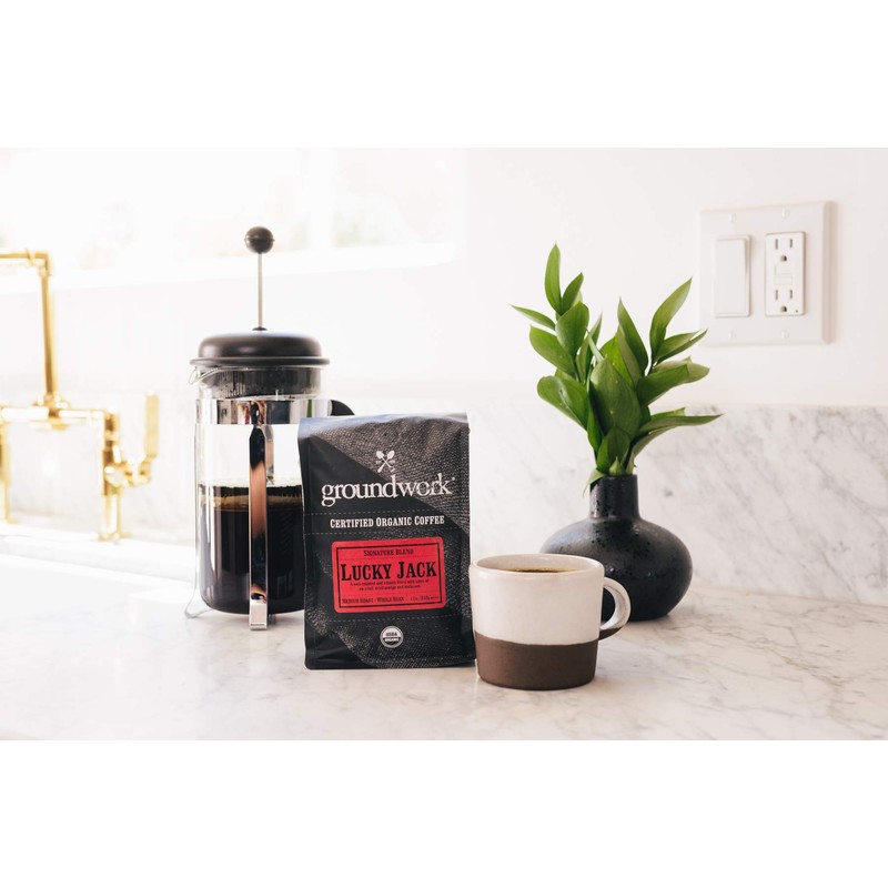 Groundwork Certified Organic Whole Bean Coffee, Lucky Jack, 12 oz