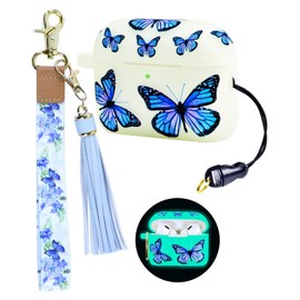 Case with Keychain Wristlet, Soft Cute Luminous 2nd Generation Case Cover with Wrist Key Lanyard for 2nd Generation (2022 Released) Gifts for Women Butterfly