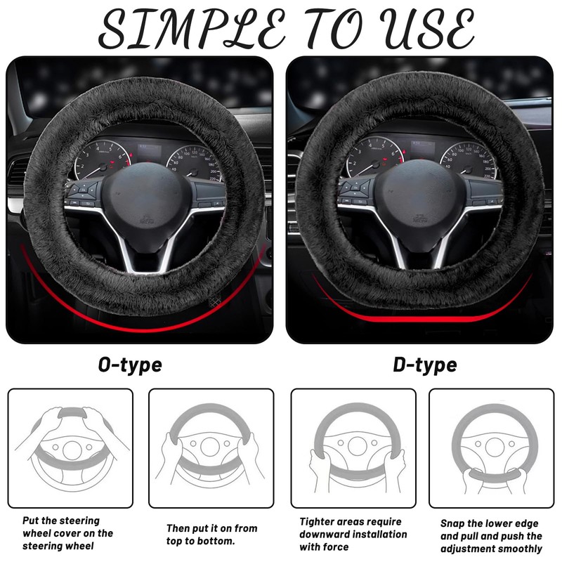 Taozoey Steering Wheel Cover, Pack of 3, Winter Steering Wheel