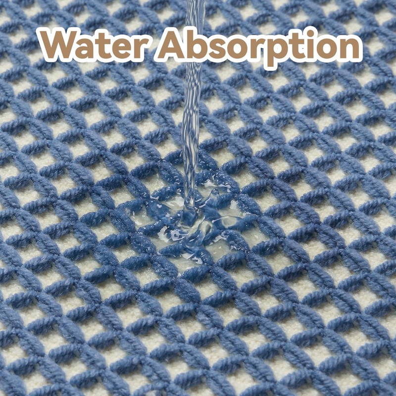 SIXHOME 60 x 90 cm Blue/White Bath Mat, Super Absorbent