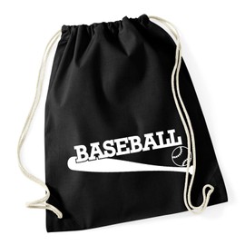 Huuraa Gym Bag Baseball Bat Backpack Cotton 12 Litre Size with Motif for All Baseball Fans Gift Idea for Friends and Family, black, daypack