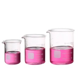 Glass Measuring Low Form Beaker Set 50ml 100ml 250ml Borosilicate Lab Beaker Set …
