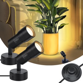 XINCLING Uplights Indoor, 10W LED Uplighting & Spot Lights with Zoomable 8°-60° Focus Head, 3000K Accent & Floor Can Light for Plants Artwork Decor, 5.9 FT Plug Cord with Foot Switch, 2 Pack