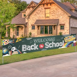 OTTPOOM Back To School Banner Welcome Back To School Yard Sign School Bus Banner First Day of School Classroom Party Decorations, 118 x 24 Inch