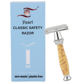 Pearl Shaving Double Edge Butterfly Safety Razor SS-95 (Marble Yellow)