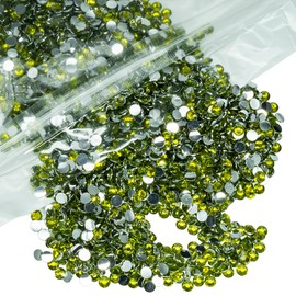 qiipii 5000PCS 4mm Crystal Olive Green Resin Rhinestones for Crafts Green Flatback Rhinestones Bulk SS16 Non-Hotfix Stones Diamonds Crystals Gems for Body Face Eyes Makeup Tumblers Bottles DIY Crafts