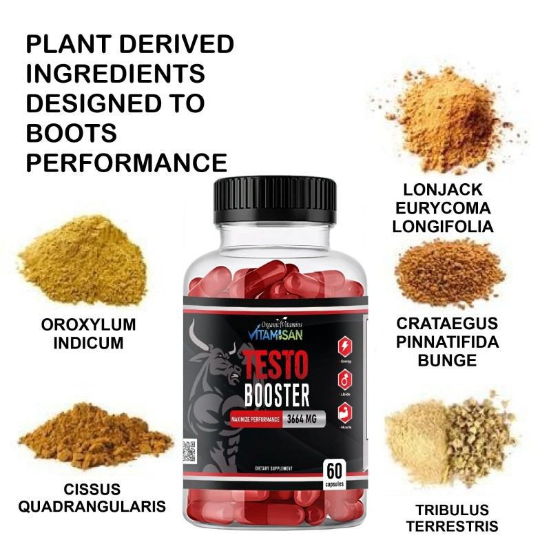Testo Booster Supplement for Men 60 Caps | Vitality, Stamina,