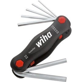 Wiha Multitool PocketStar® Hexagonal 7 Pieces I Pin Wrench Set I Longitudinal and Cross Handle I Safely Stowed I Multifunctional Tool (23037)