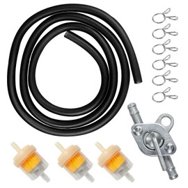 HOLATO Gas Fuel Line Hose Clamps Fuel Filters with Inline Shut Off Valve Petcock Set for 50cc 70cc 90cc 110cc 125cc 150cc Taotao Coolster Apollo Baja ATV Four Wheeler Dirt Pit Bike (BLACK)
