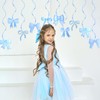 Blue Bow Hanging Garland Satin Ribbon Bow Party Decorations Bowknot