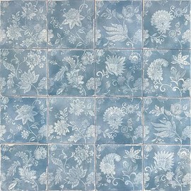 6 x 6 Charleston Cielo Blue Paisley Porcelain Wall Tile (1)