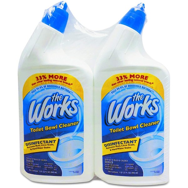 Reg The Works 33302WK Disinfectant Toilet Bowl Cleaner, 32 oz Bottle, 2/Pack
