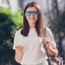 FEISEDY Retro Square Aviator Sunglasses Women Men, 70s Vintage Rectangle UV400 Sun Glasses B9120