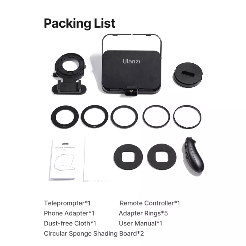 Ulanzi RT02 Universal Teleprompter Prompter for DSLR Camera Phone Tablet