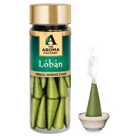 The Aroma Factory Incense Dhoop Cone for Puja, Loban (100% Herbal & 0% Charcoal) 1 Bottle x 30 Cones