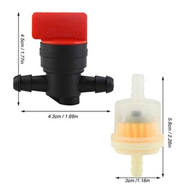 Fuel Cut Off Valve, 1/4 Fuel Gas Tank Shut Off Valves Fuel Filters Clamps Garden Agricultural Brush Cutter Lawnmower Accessory, Air Purifier Filters