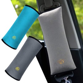 Norhogo 2PCS Seat Belt Pads, Car Sleeping Pillow, Neck Support for Child Adult Head and Neck Support Seatbelt Strap Cover, for Children Adults Seniors, Baby Seat Belts Seatbelt Clip (Grey, Blue)