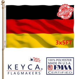 KEYCA Germany German 3x5 FT 100% Made in The USA-Heavy Duty Vibrant Colors Double Sided German National Flag with 2 Brass Grommets for Home/Company/Indoor Outdoor Decoration