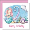 2nd Birthday Card for Girls - Mermaid Birthday Card -