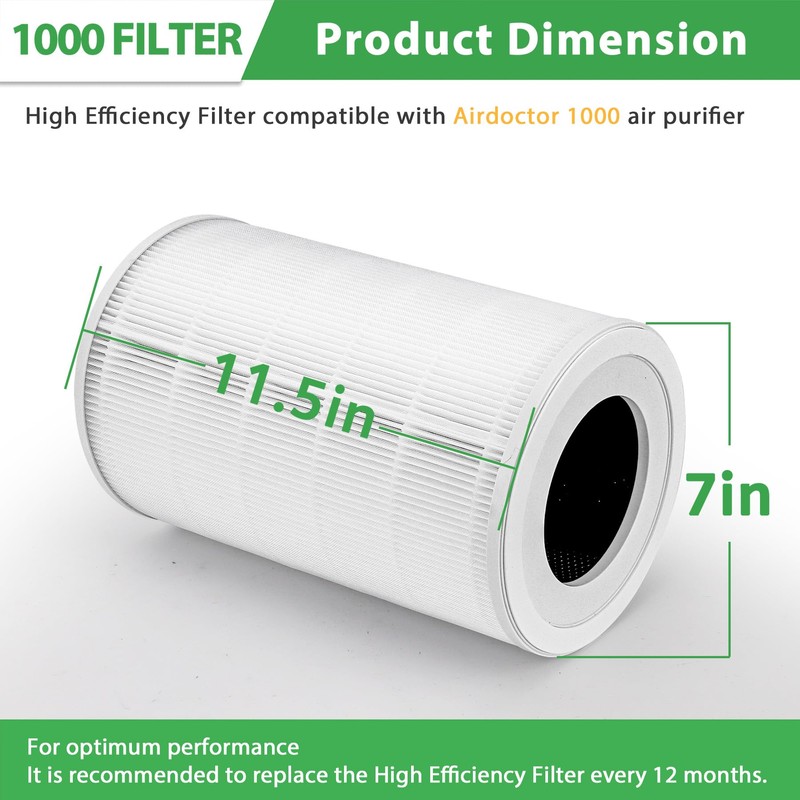 1000 Replacement Fiter Compatible with Air Doctor 1000 Air Purifier,Integrated