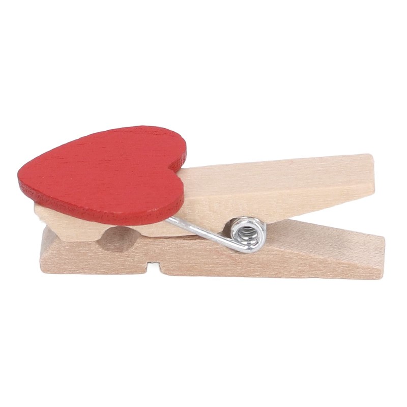 Hztyyier 50 Pinzas de Madera con Corazón Rojo, Mini Pinzas