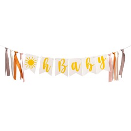 Vgaruint Oh Baby Banner - Boho Sunshine Baby Shower Decorations, Sun Baby Shower Party Decor,Oh Baby Sun Backdrop,Warm Colors Shower (SUN OH ruint)