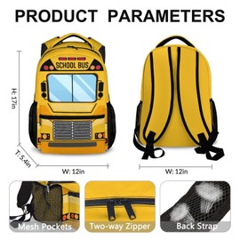 GIHSWE School Backpack for Kids, Back to School Gifts for Boys Students, 17 inches Bus Backpacks for Preschool Primary Elementary, Large Capacity Bus Bookbag for Camping Hiking