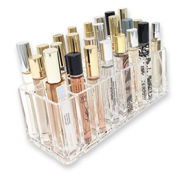 BY ALEGORY Acrylic Rollerball Perfume Organizer Beauty Scent Holder 24 Space Organization Refillable Container Tall Scented Oil Storage Display Case