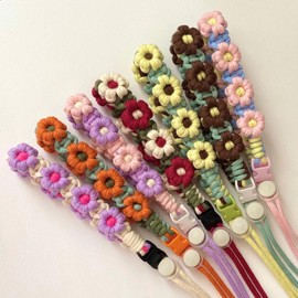 Handcrafted Crochet Cup Holder with Adjustable Strap – Eco-Friendly Pastel Floral Vibe Beverage Carrier for Mugs, 500ml Drinkware  Gift for Women - style: purple pink