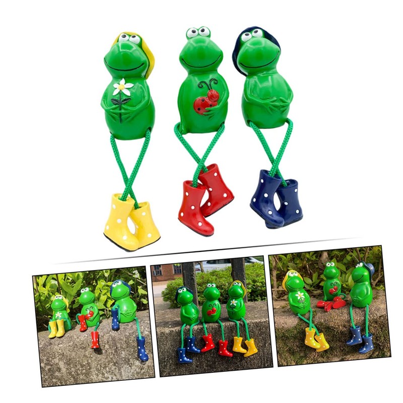 LABRIMP Resin Frog-Shaped Ornaments 3 Pack Decorative Craft Living Space