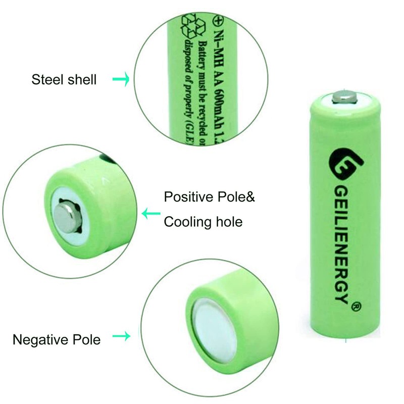 XUNTU Ni-MH AA 600mAh 1.2V Rechargeable Batteries Double A Pre-Charged