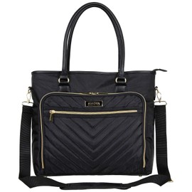 Kenneth Cole REACTION Chelsea Quilted Chevron 15" Laptop & Tablet Business Tote with Removable Shoulder Strap, Black