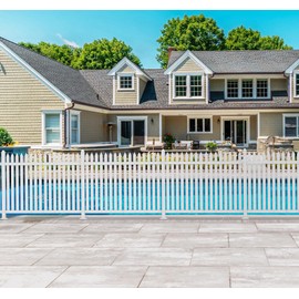 Windscreen4less 1 Set 84"W x 30"H Vinyl Picket Fence Panels No Ground Spike Decorative PVC Barrier Fencing for Porch Patio Front Door Yard Garden Pool with 34 Pickets (Straight)