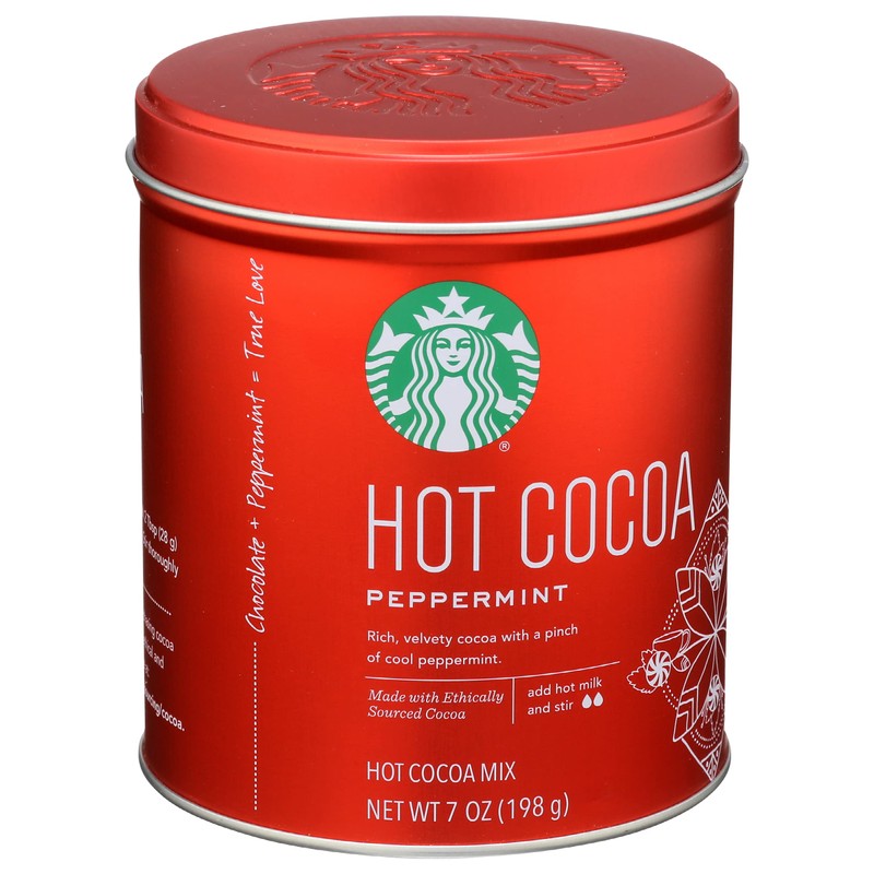 Starbucks Hot Cocoa Mix Tin, Peppermint Hot Cocoa Mix, 7-Ounce