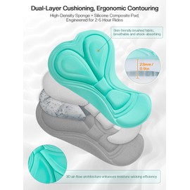 BERGRISAR Women's Padded Breathable Elastic Cycling Shorts with 3 Pockets, black, S