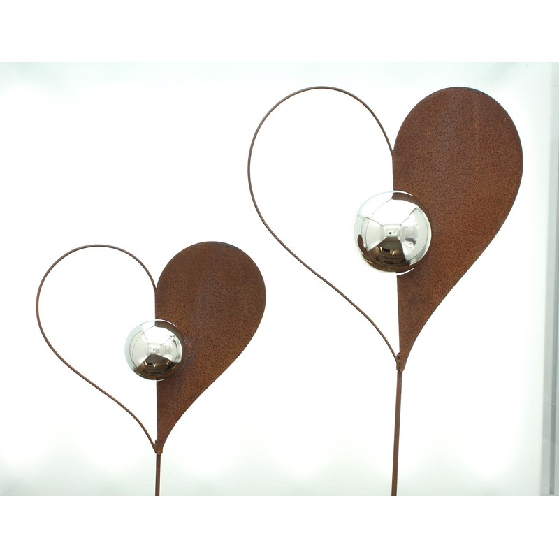 FRANK FLECHTWAREN Garden Stake Ball Heart Set of 2