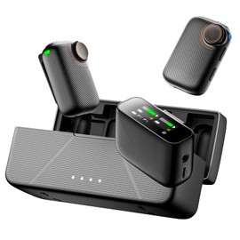 GUOMIS Wireless Microphone,Lavalier-Funkmikrofon,AI Rauschunterdrückung,48kHz/24 bit,Ausdauer 18H, 250m Übertragung,für Handys, Computer, Kameras,Interviews