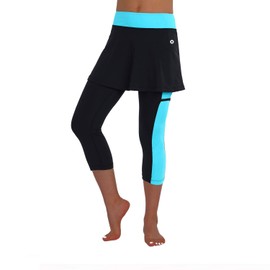 ANIVIVO Skirted Legging for Women, Skirted Capri Women Tennis Leggings with Pockets& Legging with Skirts Tennis Clothes(Black,S-Pockets)